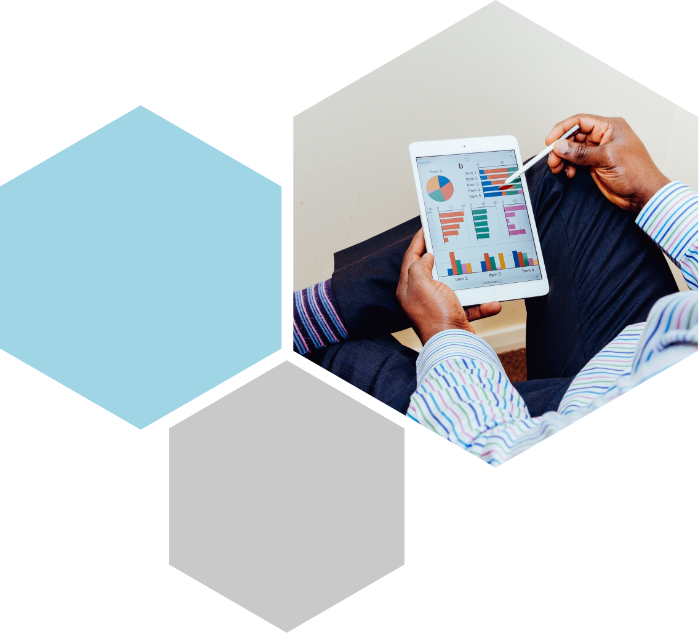 3 Waben Elemente, 2 davon mit Pastell-Farbtönen, eine Wabe mit einem Foto