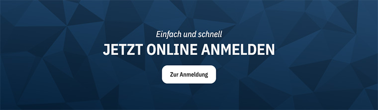 Call to Action Element: Jetzt online anmelden.