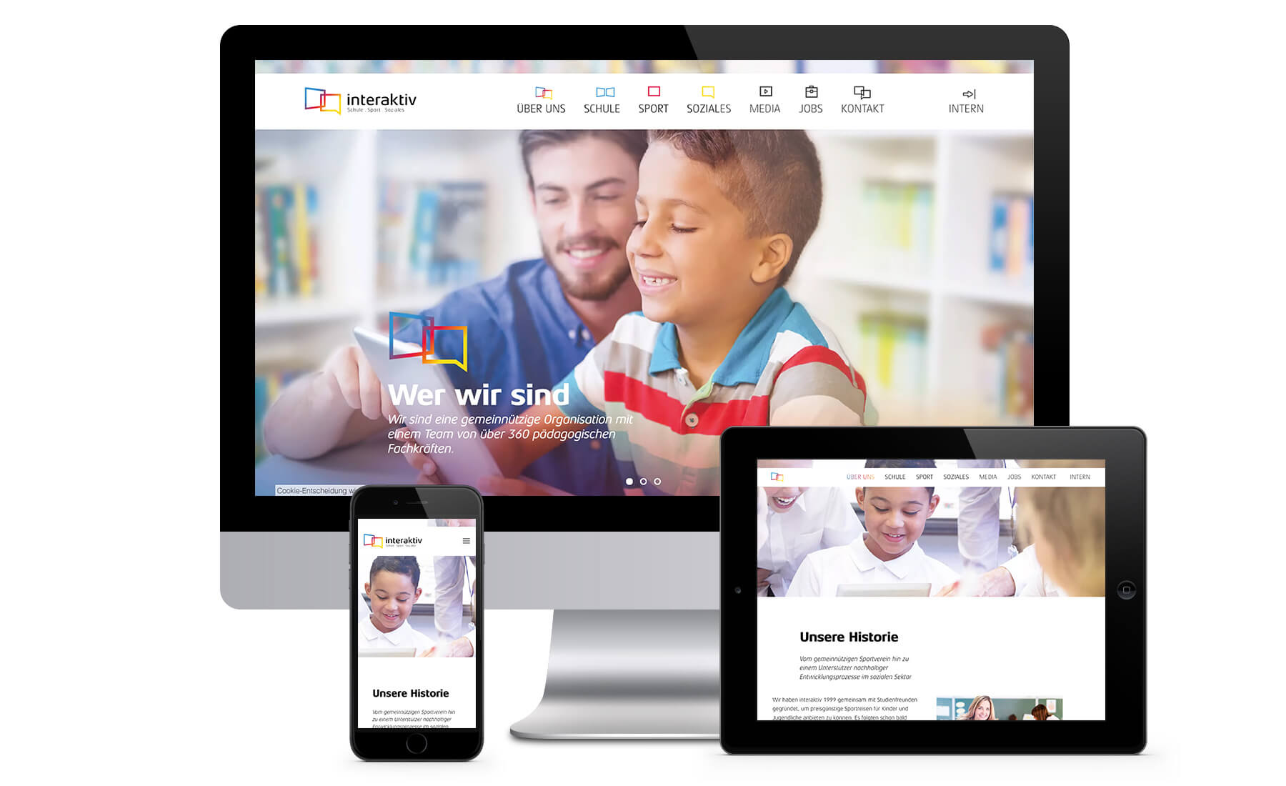 Darstellung der Website auf drei unterschiedlichen Endgeräten