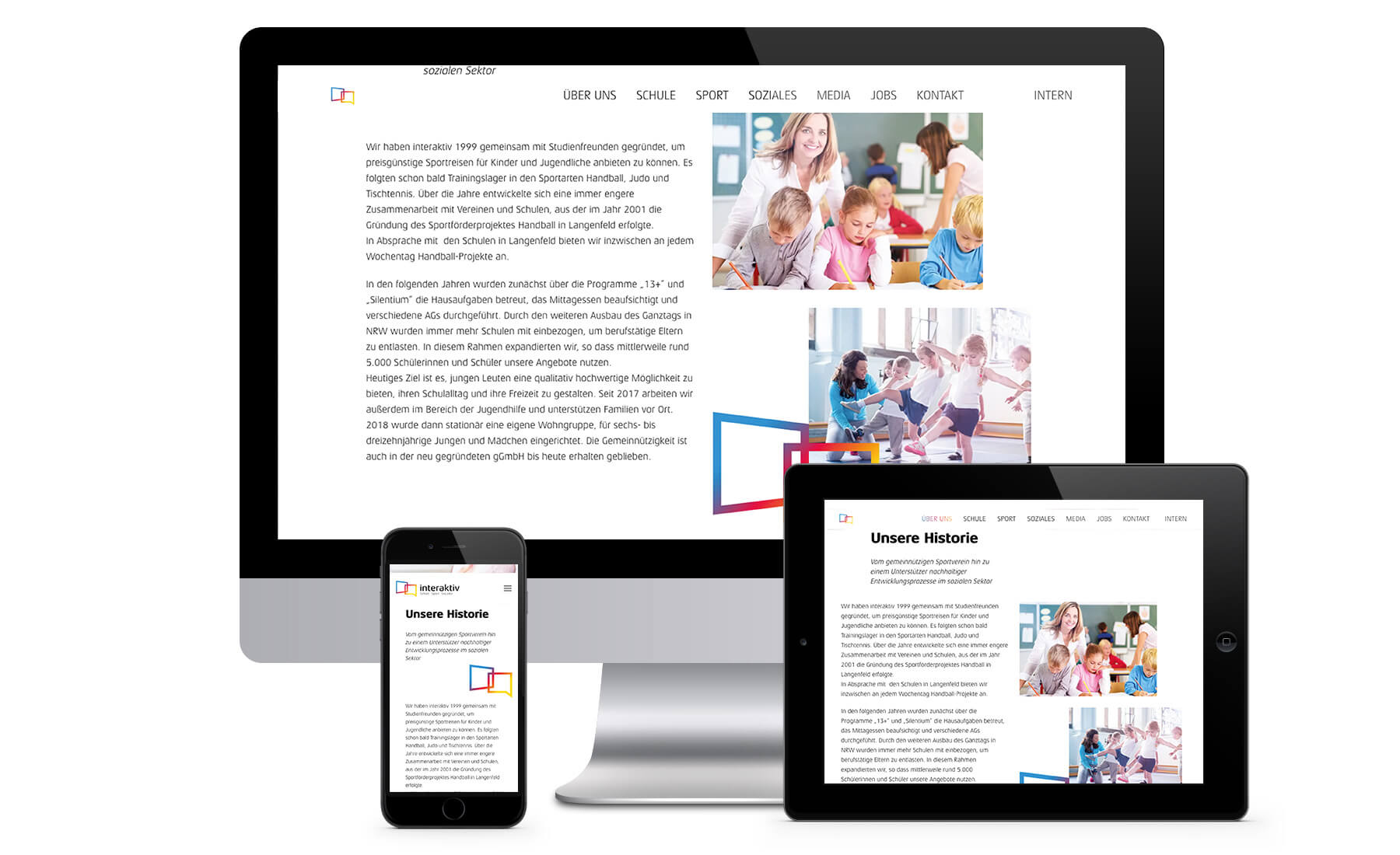 Darstellung der Website auf drei unterschiedlichen Endgeräten