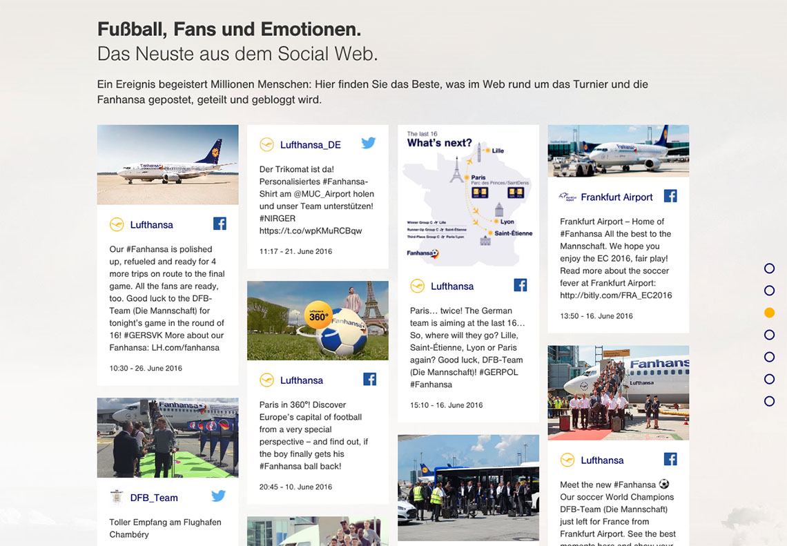 Social Hub zeigt Posts von verschiedenen sozialen Plattformen