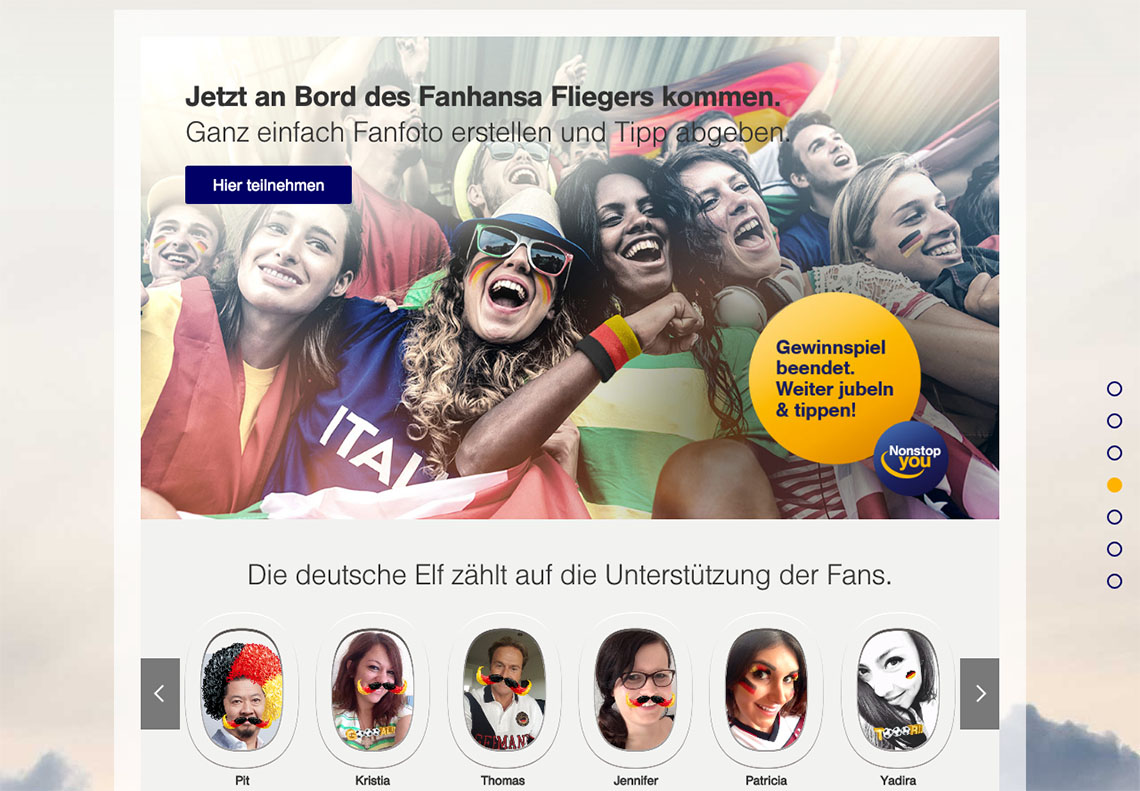 Bildschirmfoto zeigt die hochgeladenen Fan-Bilder mit lustigen Outfits