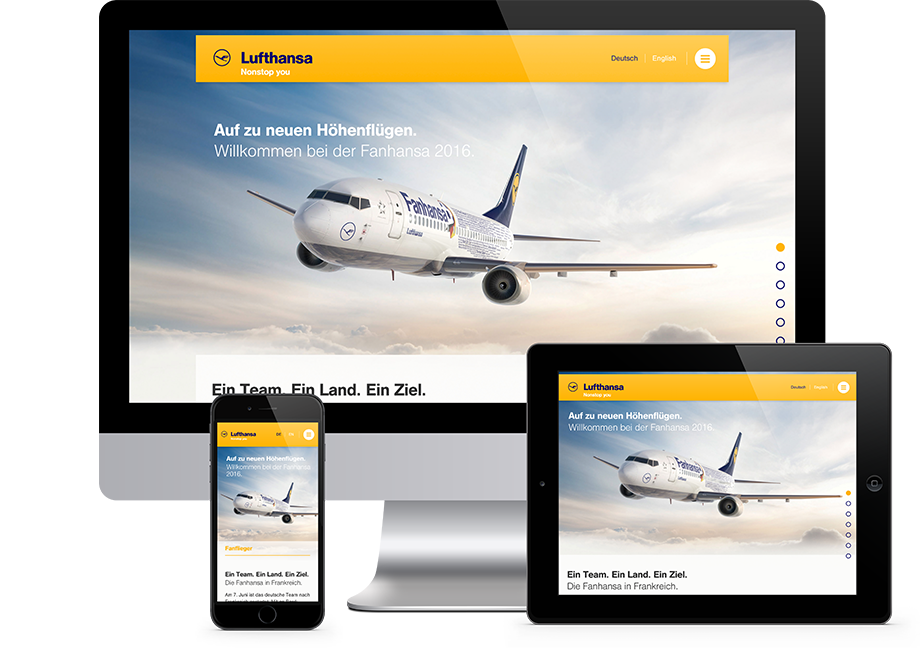 Darstellung der Website auf drei unterschiedlichen Endgeräten