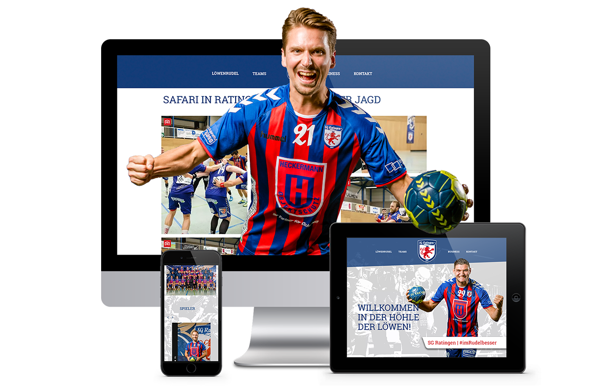 Darstellung der Website auf drei unterschiedlichen Endgeräten