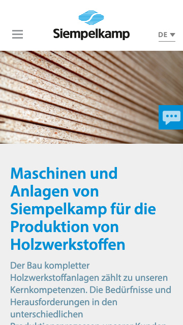 Unterbereich der Holzwerkstoffanlagen auf mobilem Endgerät