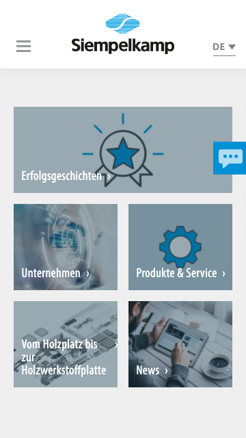 Große Schaltflächen führen den Besucher auf weitere Inhalte